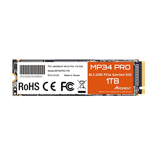 Amazon | 【高速】MMOMENT MP34 1TB NVMe M.2 SSD PCIe Gen3x4 DRAM